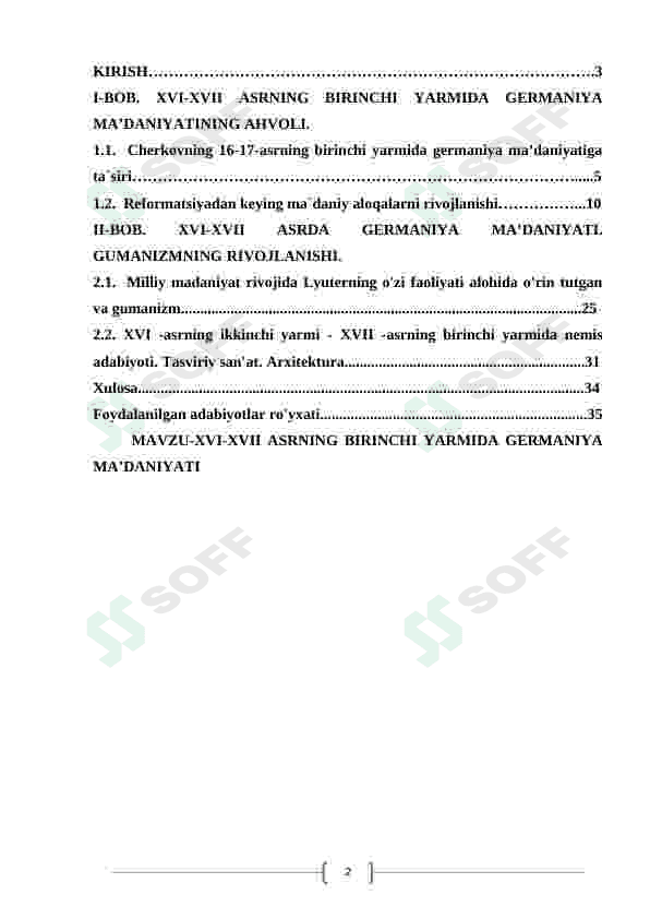 XVI-XVII ASRNING BIRINCHI YARMIDA GERMANIYA MA’DANIYATI 2
