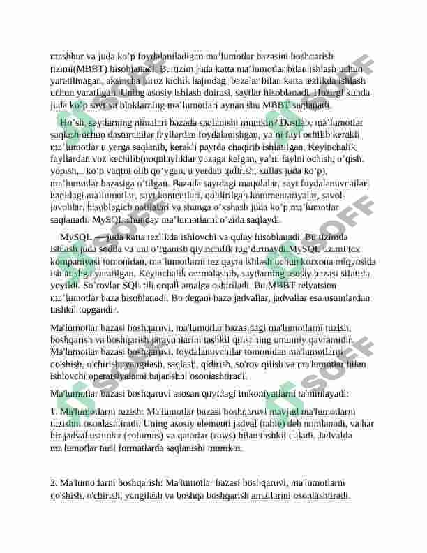 MYSQL SERVER VA UNING IMKONIYATLARI 2