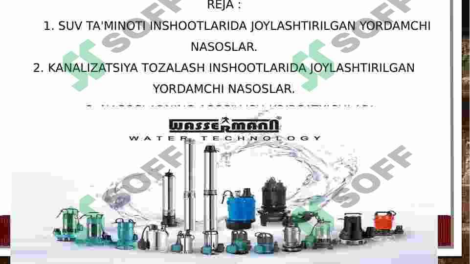 “Suv ta'minoti va kanalizatsiya tozalash inshootlarida joylashtirilgan yordamchi nasoslar” 2