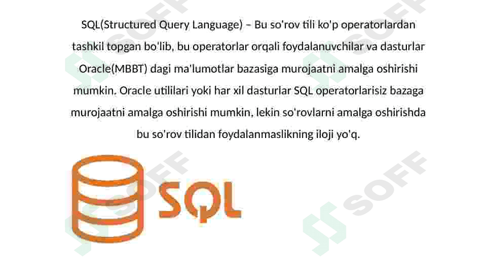 Sql tartiblangan soʻrovlar tilidan foydalanish tartibi 2