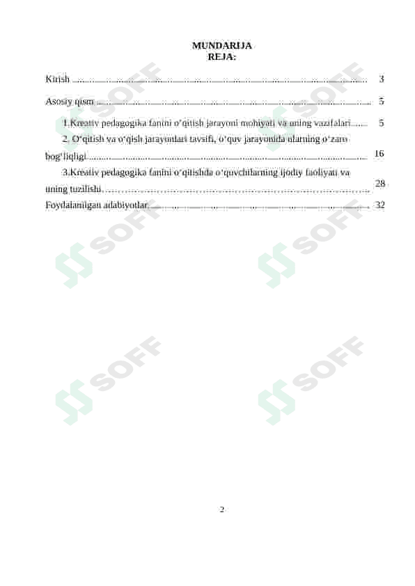 KREATIV PEDAGOGIKA FANINI O‘QITISHDA O‘QUVCHILARNING IJODIY FAOLIYATI VA UNING TUZILISHI. 2