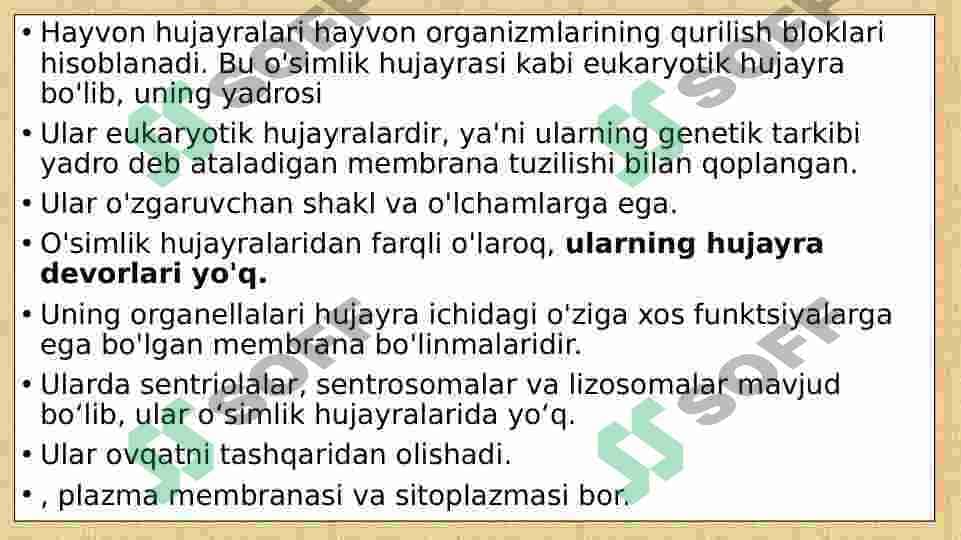2-Oʻsimlik va hayvon hujayralarining oʻziga xos hususiyatlari 3
