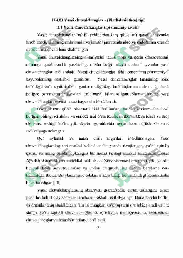 Yassi chuvalchanglarning rivojlanish sikli-parazitlik hayot mahsuli 3