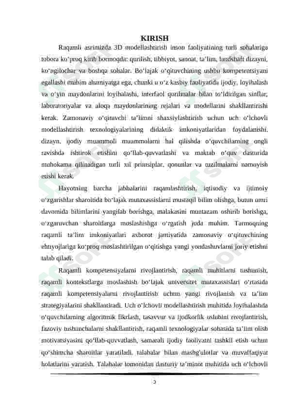 3D modellashtirish dasturida material va tekstura bilan ishlash 3