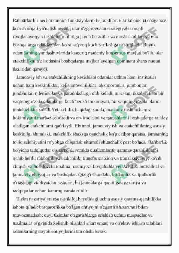 Yetakchi va jamoa munosabatlari 3