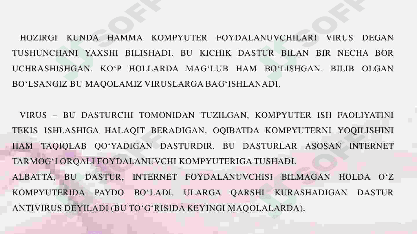 VIRUS TURLARI  VA ULARNI ANIQLASH 3