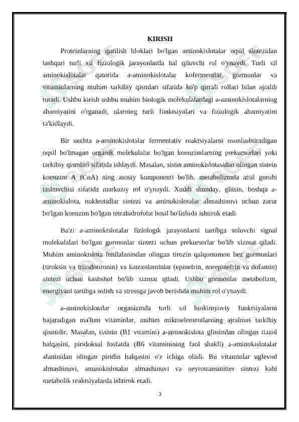 α - Aminokislotalar - kofermentlar, gormonlar va vitaminlarning tarkibiy qismi sifatida 3