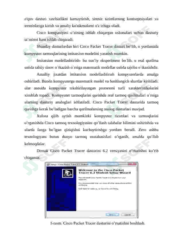 Cisco Packet Tracer dasturini sozlash va ishlash jarayonini tekshirish. 3