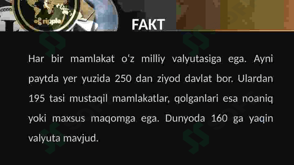 Valyuta va valyuta kursi tushunchasi. 3
