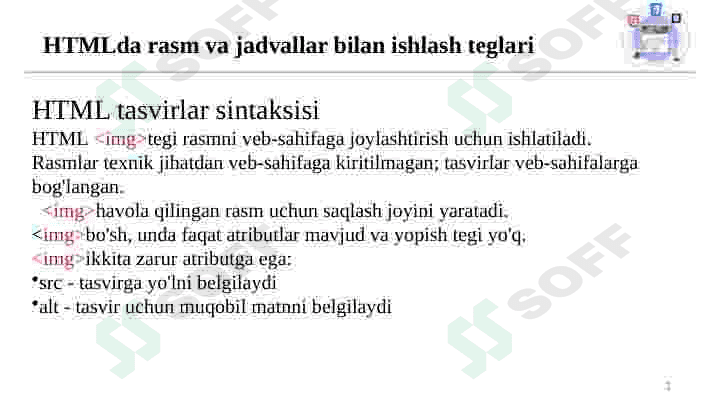 HTML5 da yangi teglar. HTML5 da audio, video va grafika bilan ishlash teglari. 3