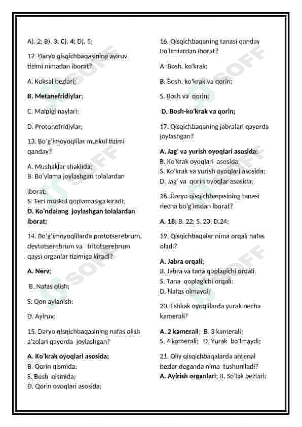 Qisqichbaqasimolar test 3