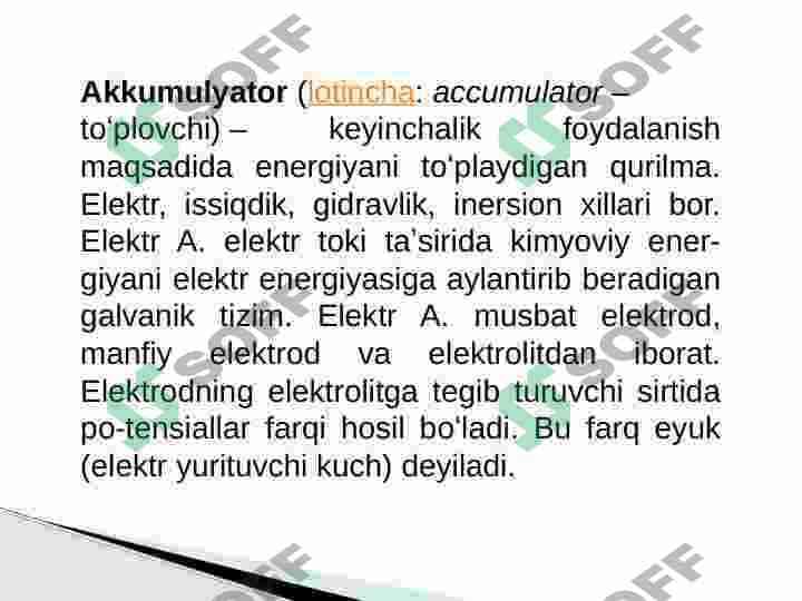 Akkumulyatorlar va yoqilg'i elementlari 3