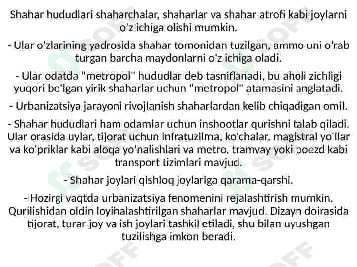 Shahar muhiti xususiyatlari, faoliyati, afzalliklari, kamchiliklari 3