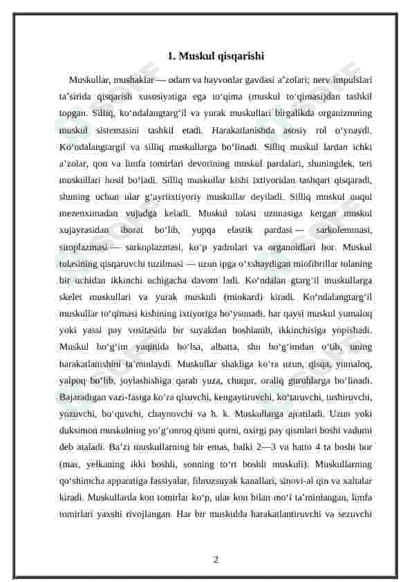 Harakatchan va qisqaruvchi jarayonlar. Muskul qisqarish apparat oqsillari. 3