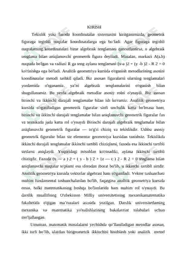 Tekislikda va fazoda oritadsiya. qutub, silidrik va  seferik koordinatalar  sistemasi 3