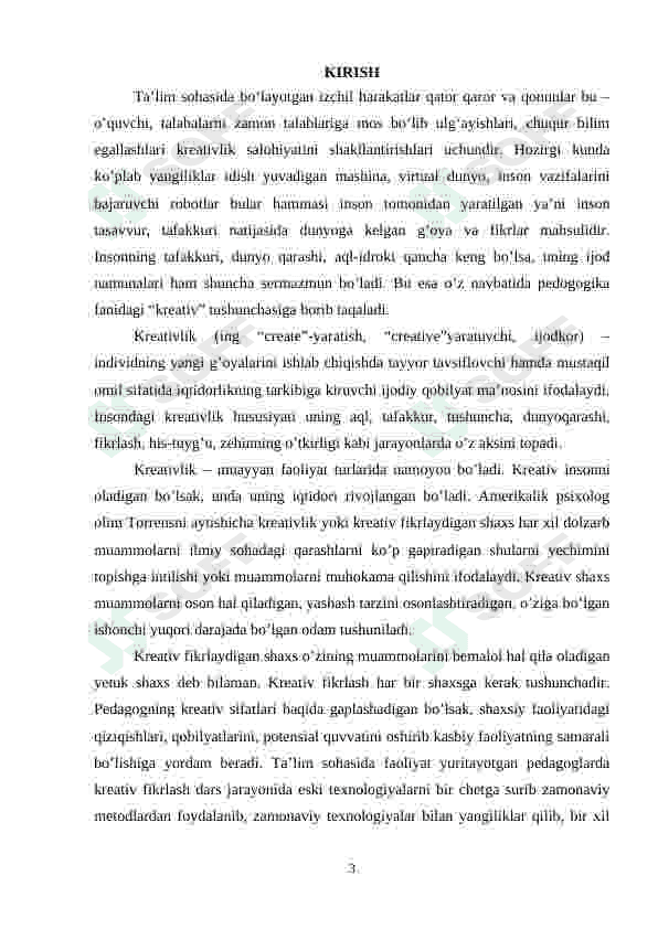 KREATIV PEDAGOGIKA FANINI O‘QITISHDA TA’LIM OLGANLIK NATIJALARINI TEKSHIRISH VA BAHOLASH TAMOYILLARI 3