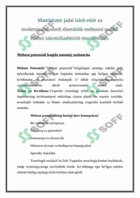 Mamlakatni jadal isloh etish va modernizatsiyalash sharoitida mehnatni tashkil etishni takomillashtirish muammolari 3