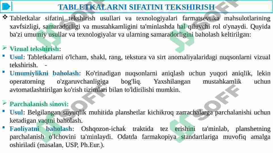 TABLETKALAR VA KAPSULALARNI SIFATINI BAHOLASH. 3