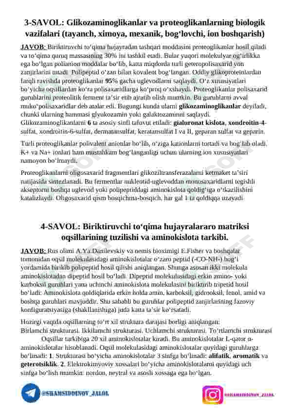 BIOKIMYO FANIDAN IMTIXON SAVOLLARIGA JAVOBLAR 3