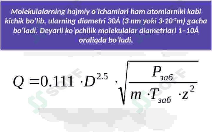 Molekulalarning o‘lchami, nisbiy va absolut massasi. 3