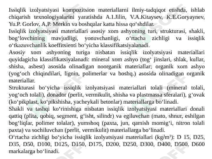 ISSIQLIK   IZOLYATSIYASI   VA AKUSTIK   MATERIALLAR 3