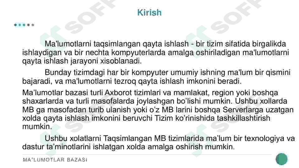 Taqsimlangan ma‘lumotlar bazasi va Internet. 3