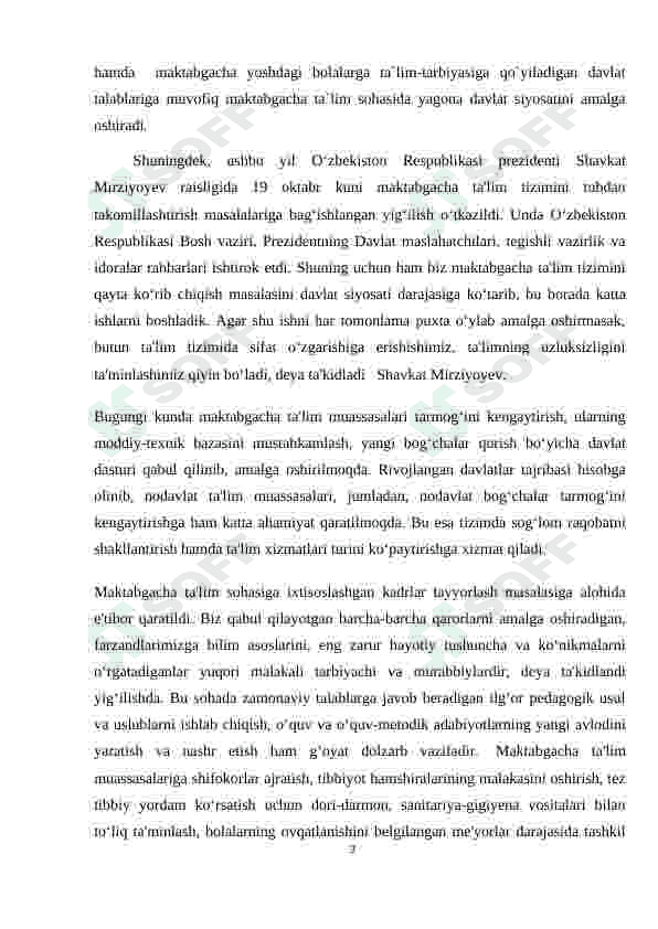 MUSTAQILLIK YILLARIDA MAKTABGACHA TA’LIM TIZIMIDA YANGICHA YONDASHUV 3