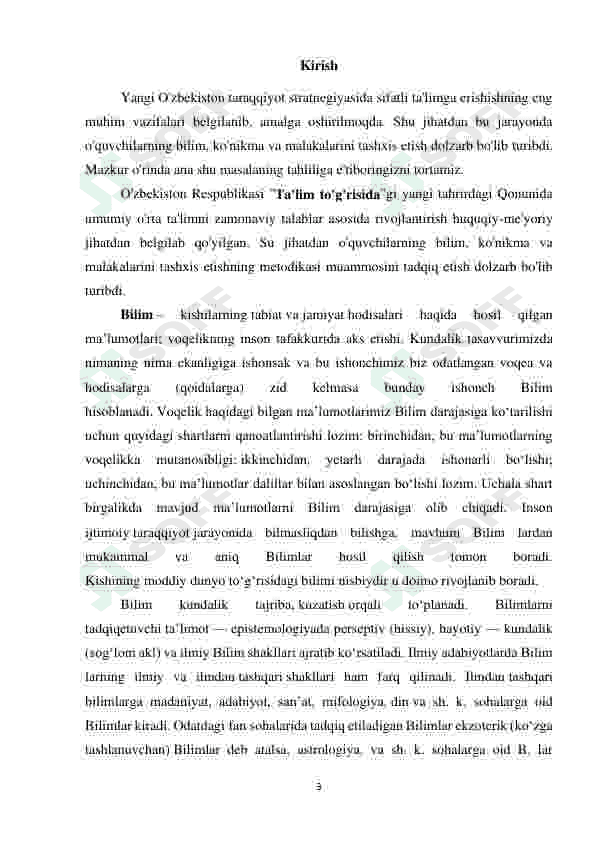 BOSHLANG’ICH SINF O’QUVCHILARI BILIM, KO’NIKMA VA MALAKALARINI TEKSHIRISHDA ZAMONAVIY MATERIALLARDAN FOYDALANISH 3