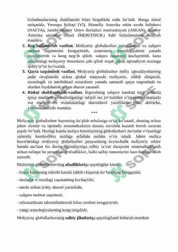 Moliyaviy globallashuv: imkoniyat va to’siqlar 3