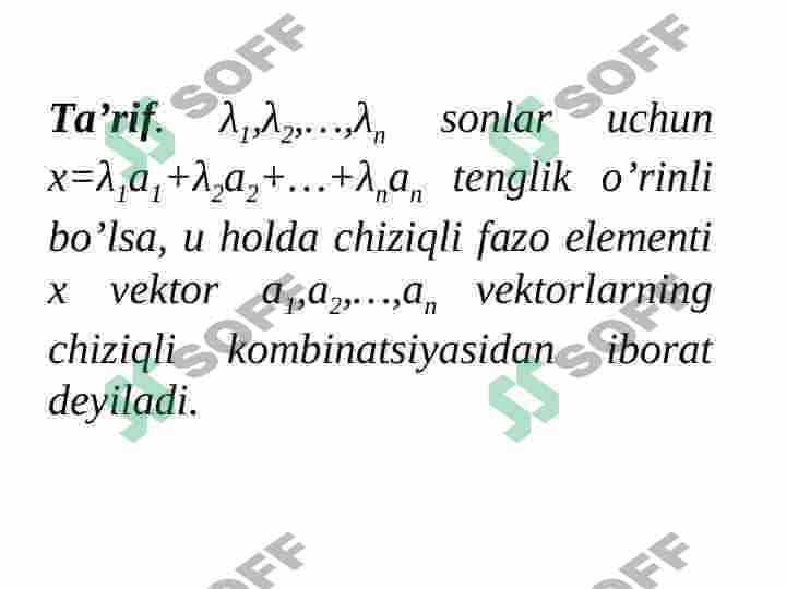 Vektor (chiziqli) fazolar. Chiziqli operatorlar. Chiziqli operatorlarning xos qiymat va xos vektorlari. Xalqaro savdo modeli. 3