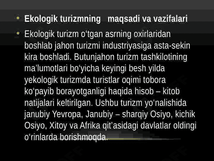 Mintaqalarda ekologik turizmni rivojlantirish resurslari va ulardan foydalanish yo'llari 3