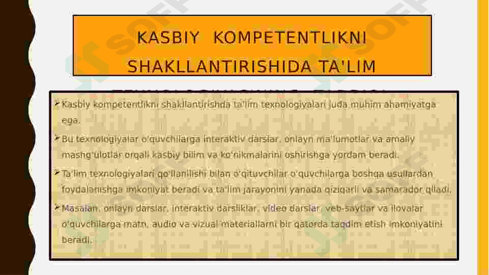 Kasbiy  kompetentlikni shakllantirishida ta'lim texnologiyasining  tadbiqi. 3
