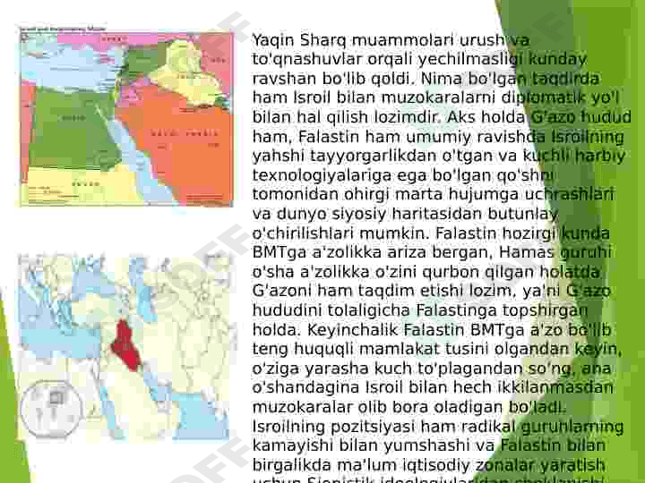 Yaqin sharq mojarosi va uni hal etish yo’llari 3