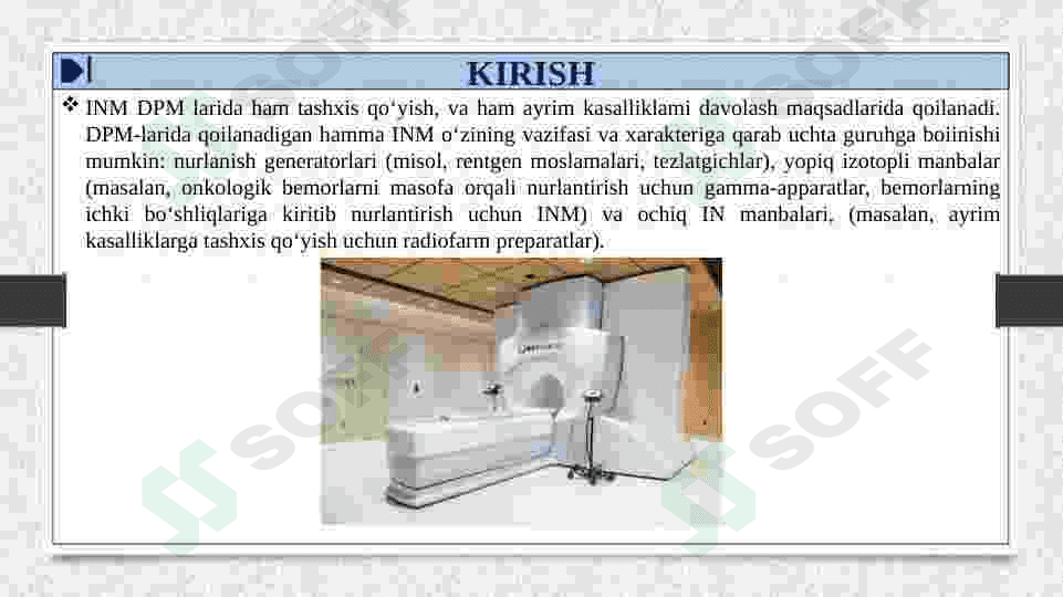 DPM LARDA INM LARDAN FOYDALANILGANDA DOZIMETRIK VA RADIOMETRIK NAZORAT O'TKAZISH ASOSLARI 3