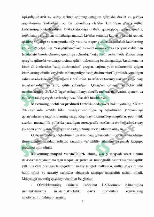 Mustaqillik, yillarida о‘zbek tarixshunosligida qatag‘on davri tarixining о‘rganilishi. 3