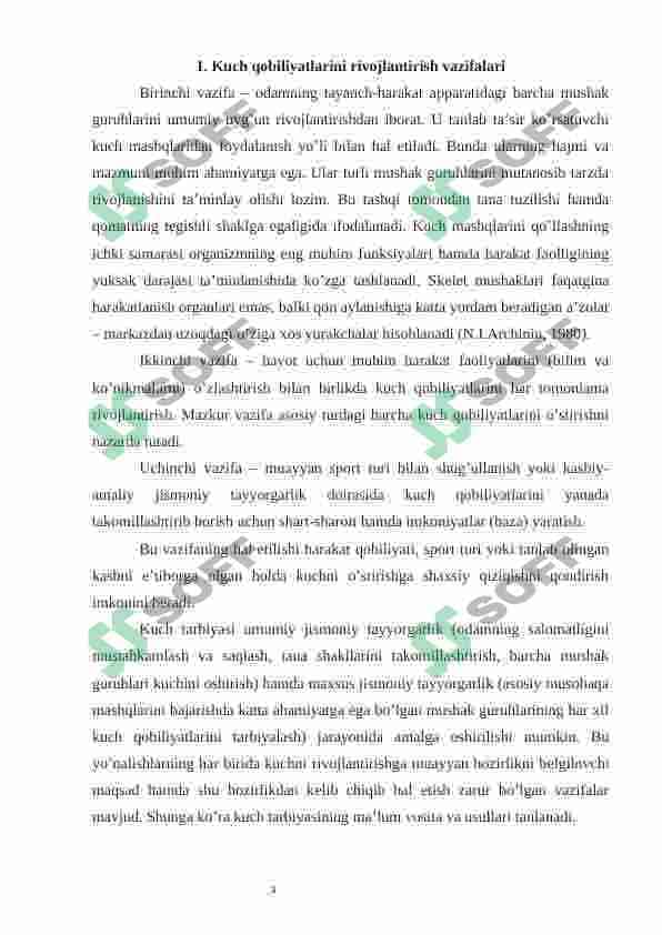 Kuch qobiliyatlarini rivojlantirish usuliyati. Kuch qobiliyatlarini rivojlantirish vositalari 3