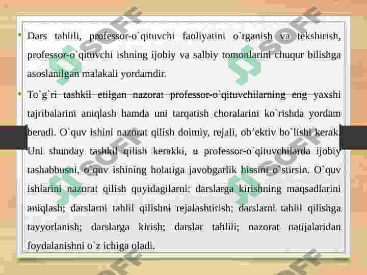 Dars tahlilini tashkil etish va uni rasmiylashtirish 3