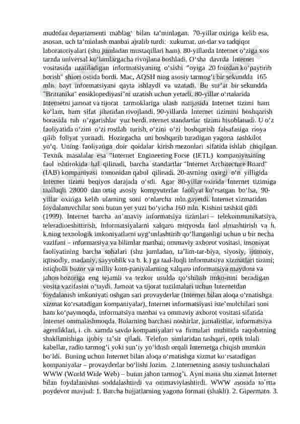 Internet tarmog'ining xozirgi kundagi  ahamiyati 3