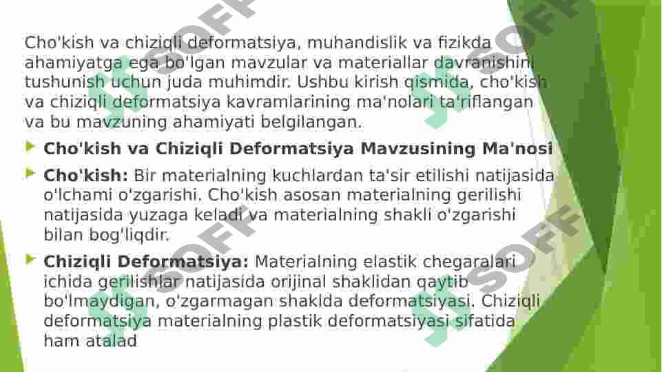 Cho'kishni chiziqli deformatsiya usulida aniqlash. 3