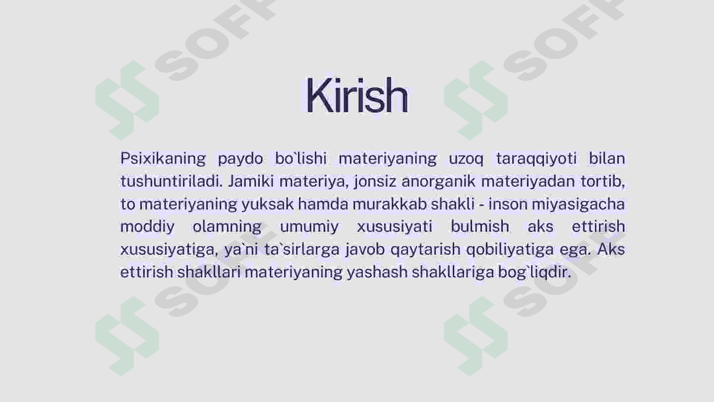 Psixikaning filogenitik taraqqiyoti. Ong haqida tushuncha va uning xossalari 3