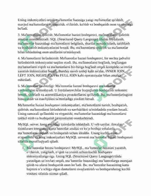 MYSQL SERVER VA UNING IMKONIYATLARI 3