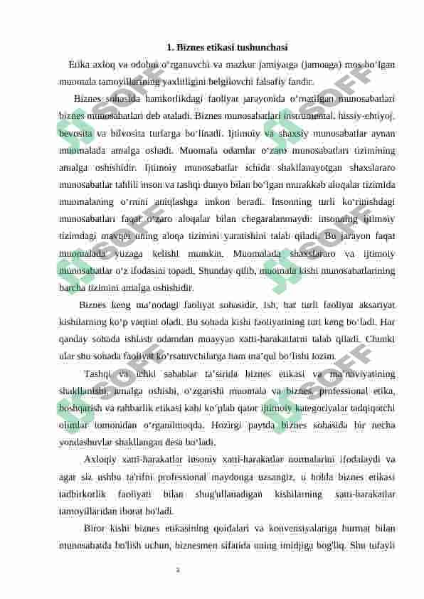 Biznes etikasining o'ziga xos xususiyatlari. 3