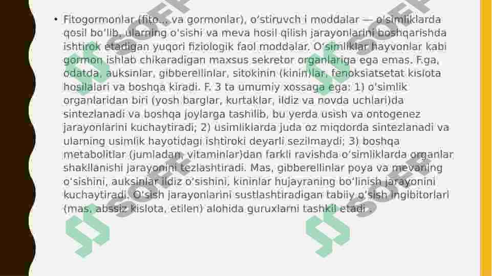 etilin va gibberelinlarni va  ularning ta’sir mexanizmlari 3