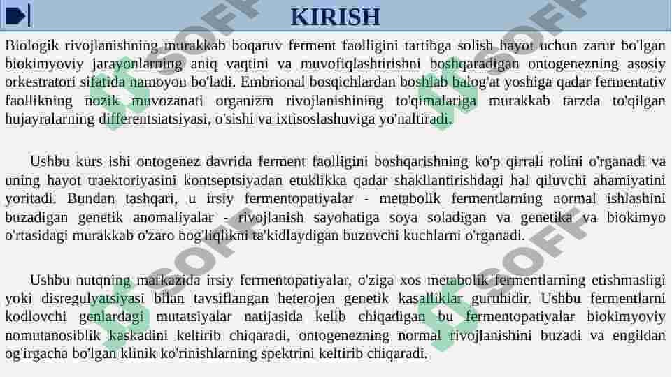 ONTOGENEZDA FERMENTLAR FAOLLIGINI BOSHQARILISHINING AHAMIYATI. NASLIY FERMENTOPATIYALAR 3