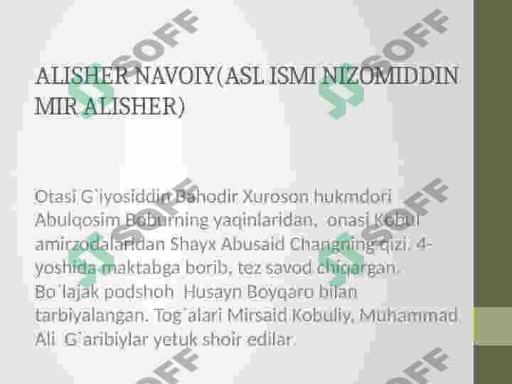 Alisher Navoiy-g’azal mulkining sultoni 3