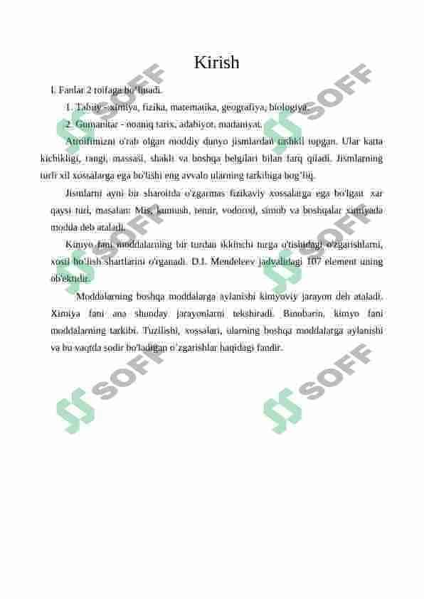 KIMYO FANI O'QITISH METODIKASI 3