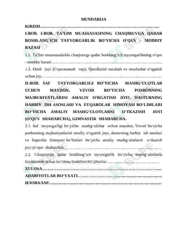 TA’LIM MUASSASASINING CHAQIRUVGA QADAR BOSHLANG`ICH TAYYORGARLIK BO‘YICHA O‘QUV - MODDIY BAZASI VA ULARNING JIHOZLANISHIGA QO‘YILADIGAN TALABLAR 3