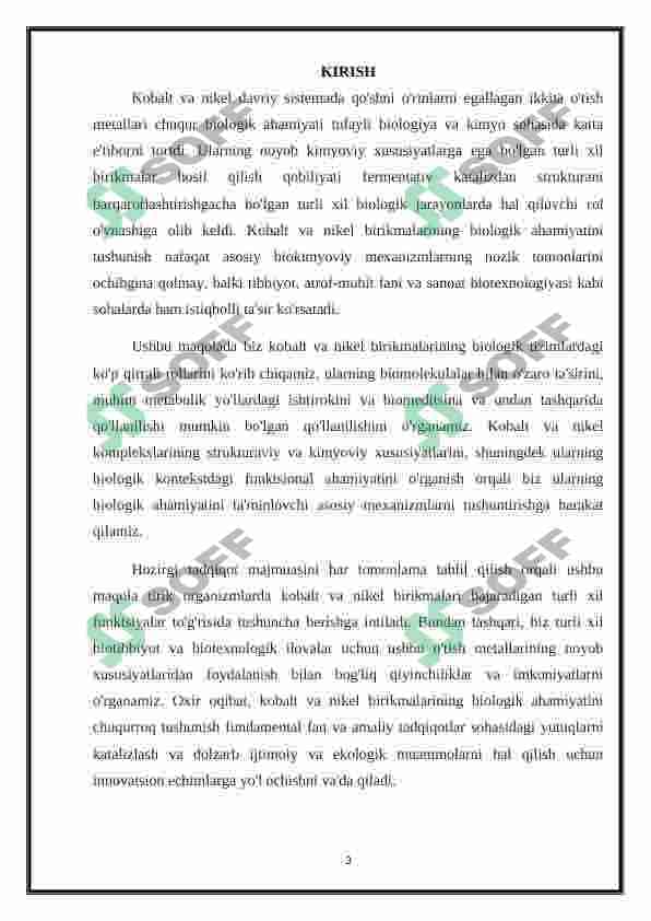 Kobalt, nikel birikmalarining biologik ahamiyati 3