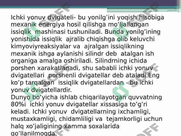 Ichki yonuv dvigatellarining ishlash sikllari 3