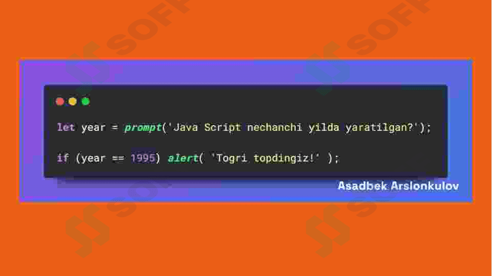 Java Scriptda shart operatorlari if, esle, "?" prezentatsiya/slayd 3